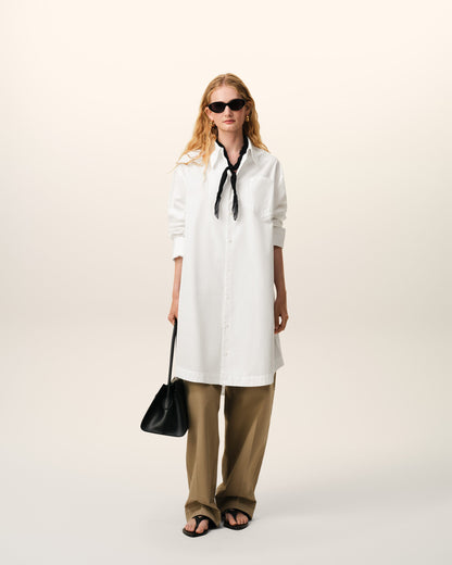White Cotton Ami De Coeur Wide Shirt Dress