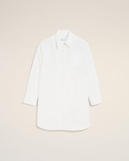White Cotton Ami De Coeur Wide Shirt Dress