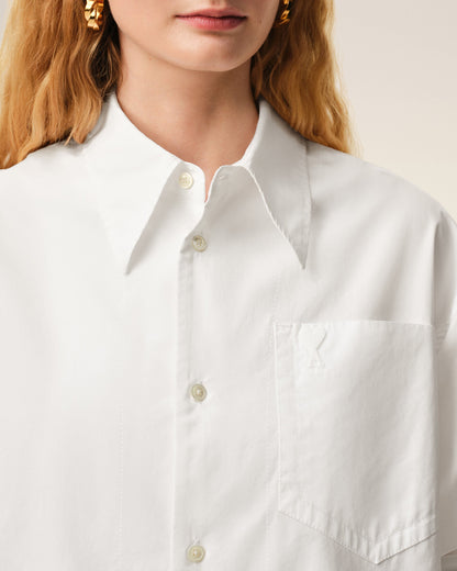 White Cotton Ami De Coeur Wide Shirt Dress