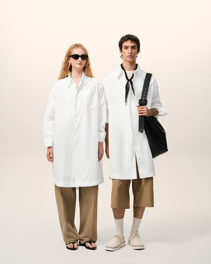 White Cotton Ami De Coeur Wide Shirt Dress