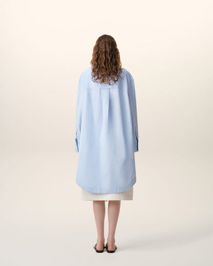 Blue Cotton Ami De Coeur Wide Shirt Dress