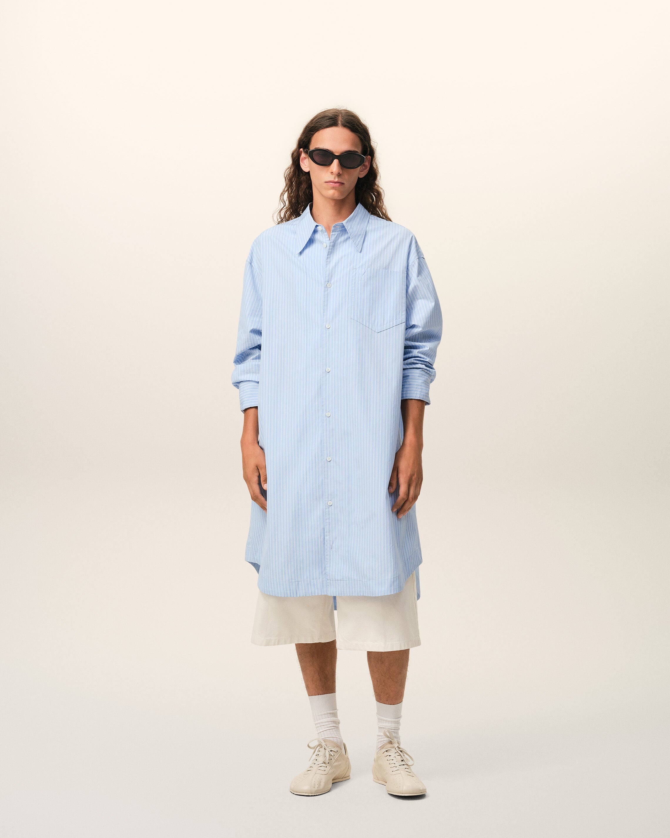 Blue Cotton Ami De Coeur Wide Shirt Dress
