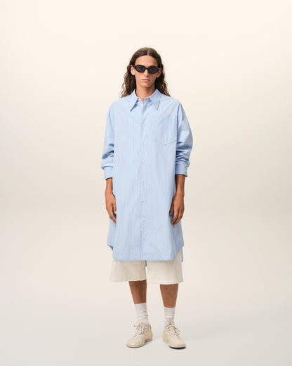 Blue Cotton Ami De Coeur Wide Shirt Dress