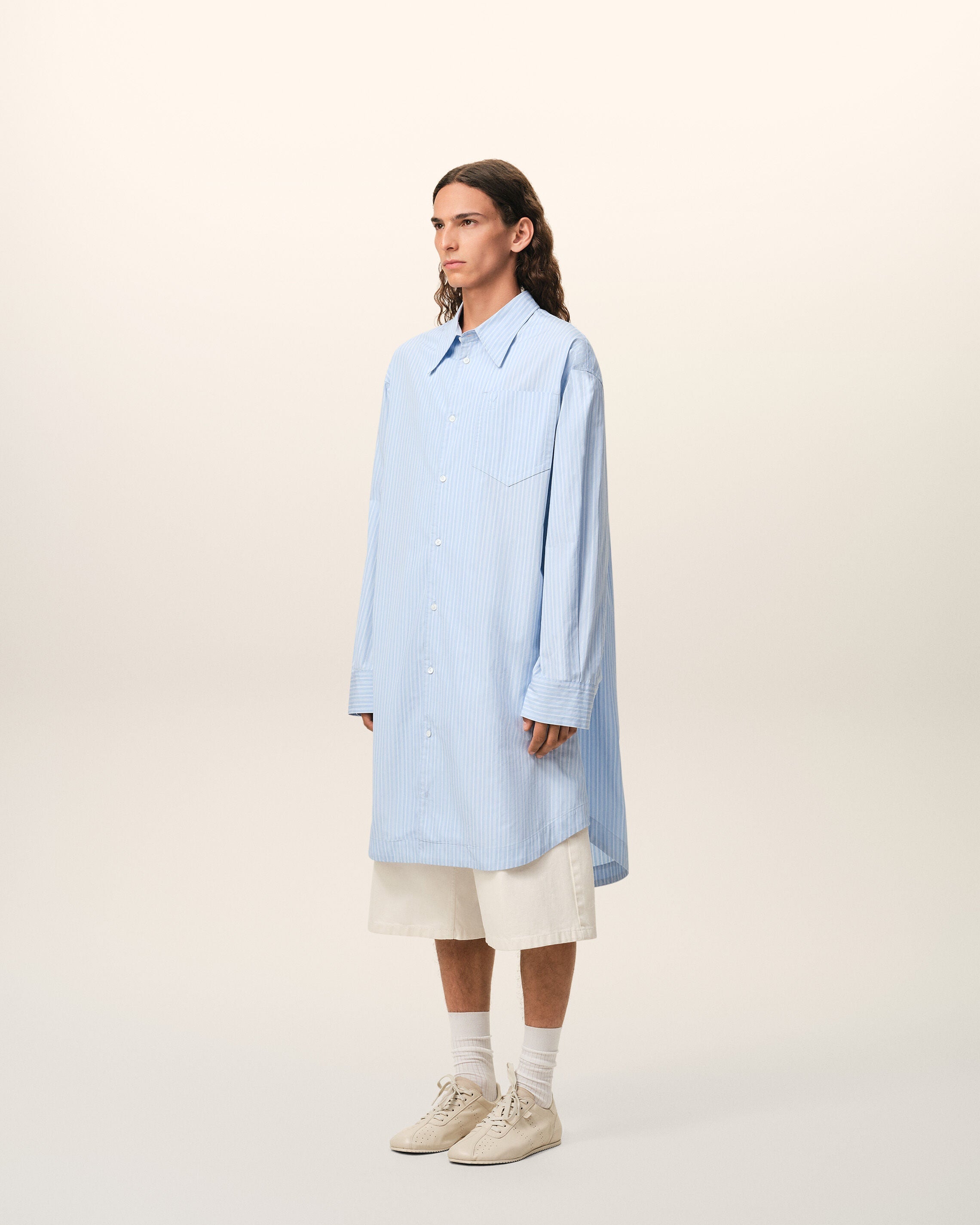 Blue Cotton Ami De Coeur Wide Shirt Dress