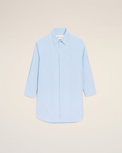 Blue Cotton Ami De Coeur Wide Shirt Dress