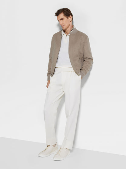 Zegna White Cotton And Wool Pants