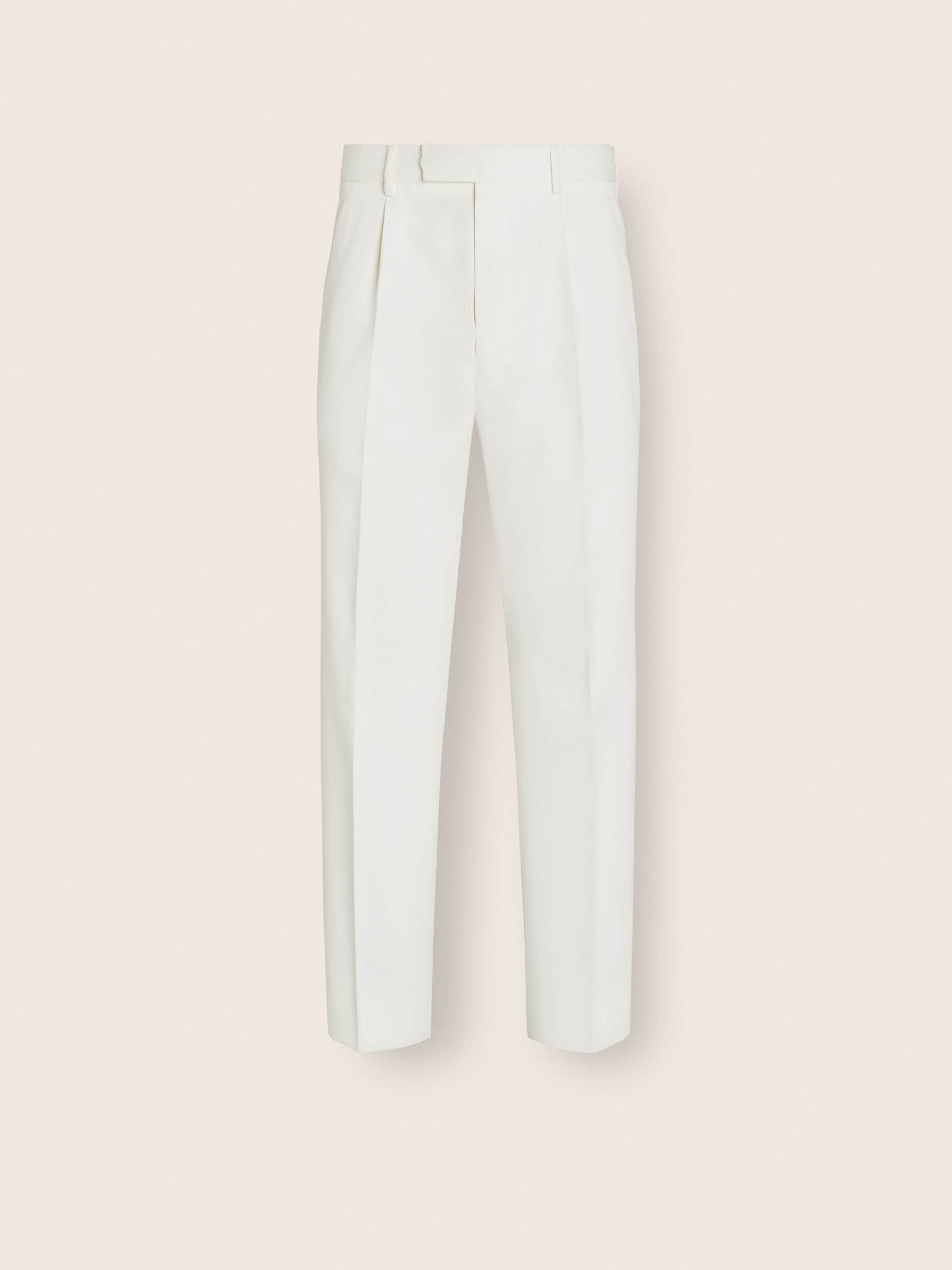 Zegna White Cotton And Wool Pants