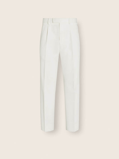 Zegna White Cotton And Wool Pants