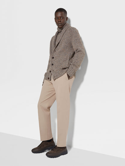 Zegna Light Taupe Cotton And Wool Pants
