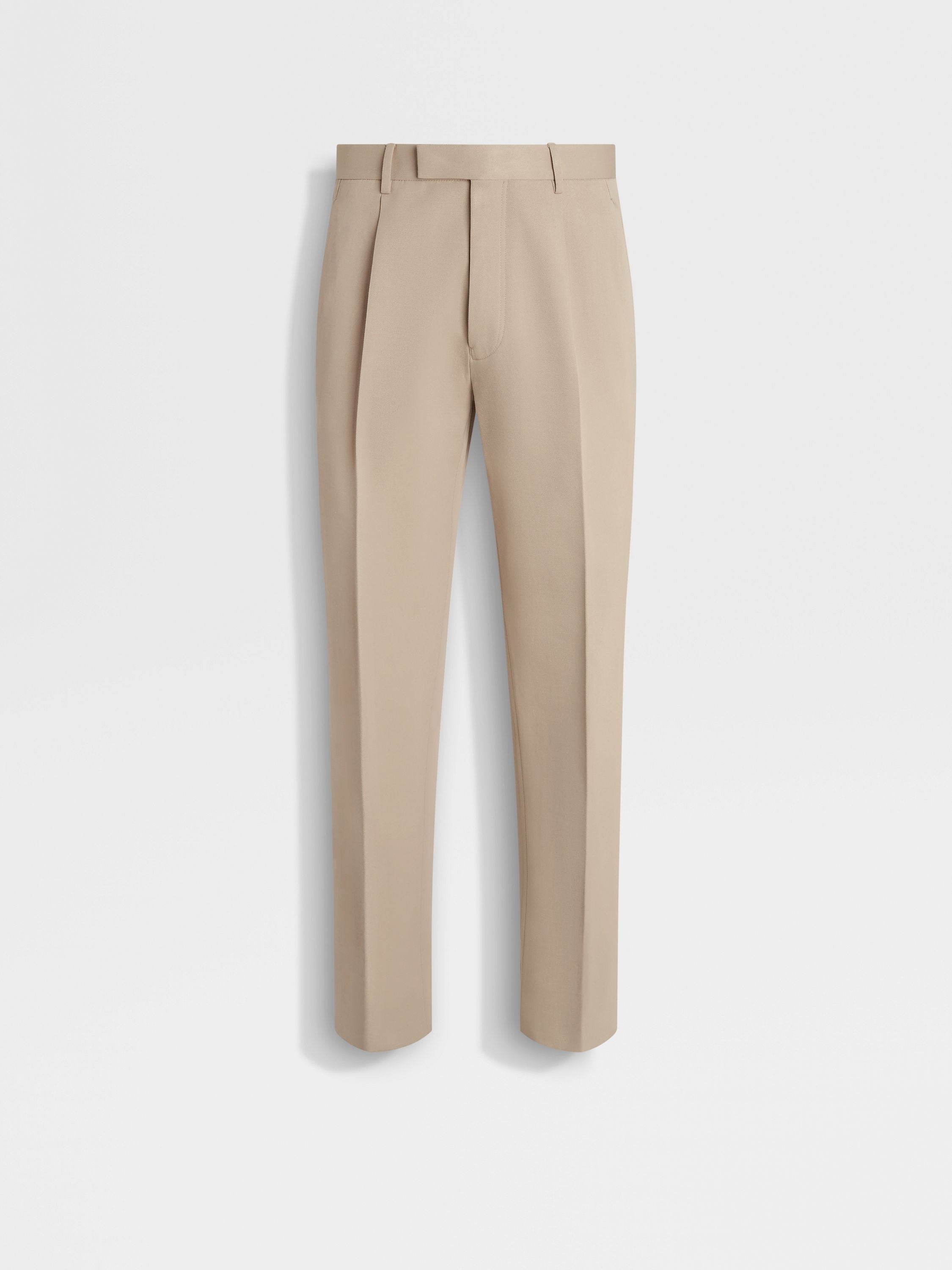 Zegna Light Taupe Cotton And Wool Pants