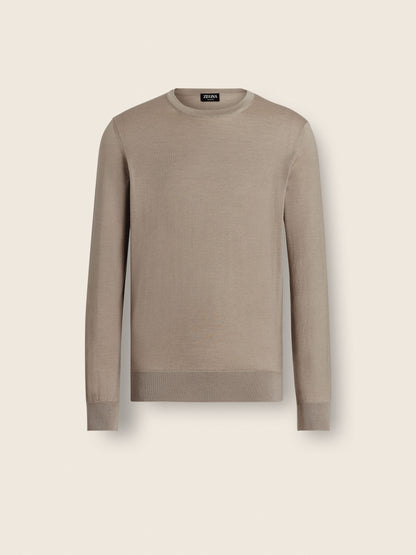 Zegna Light Taupe Cashseta Crewneck