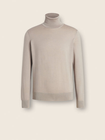Zegna Light Taupe Cashseta Turtleneck