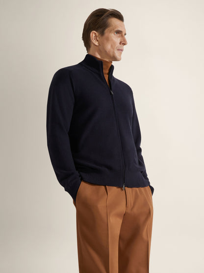 Zegna Navy Blue Cashseta Full Zip Cardigan