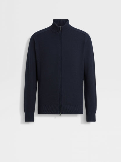 Zegna Navy Blue Cashseta Full Zip Cardigan