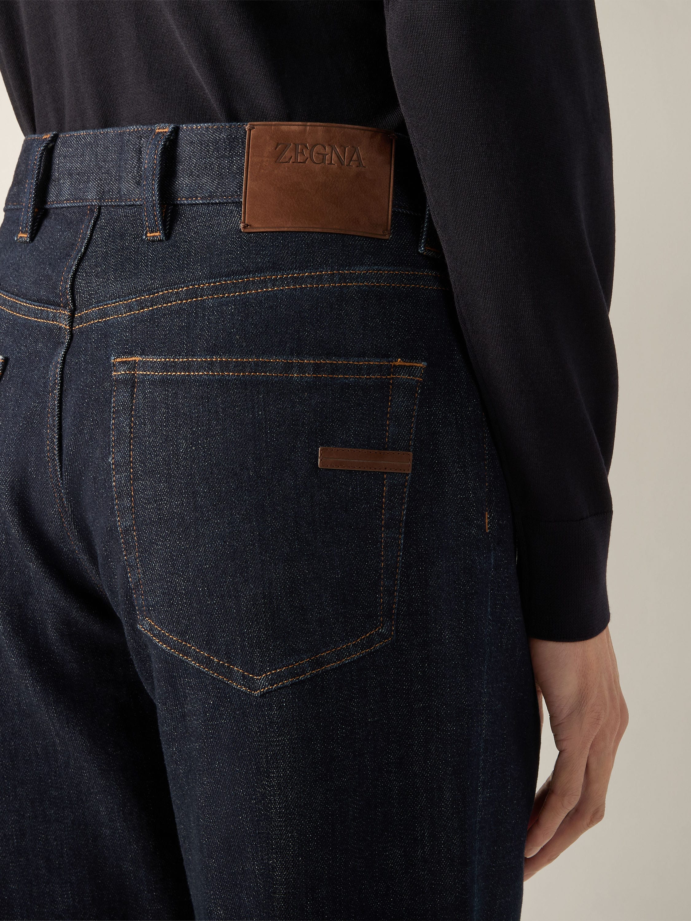 Zegna Dark Blue Rinse-Washed Stretch Cotton Roccia Jeans