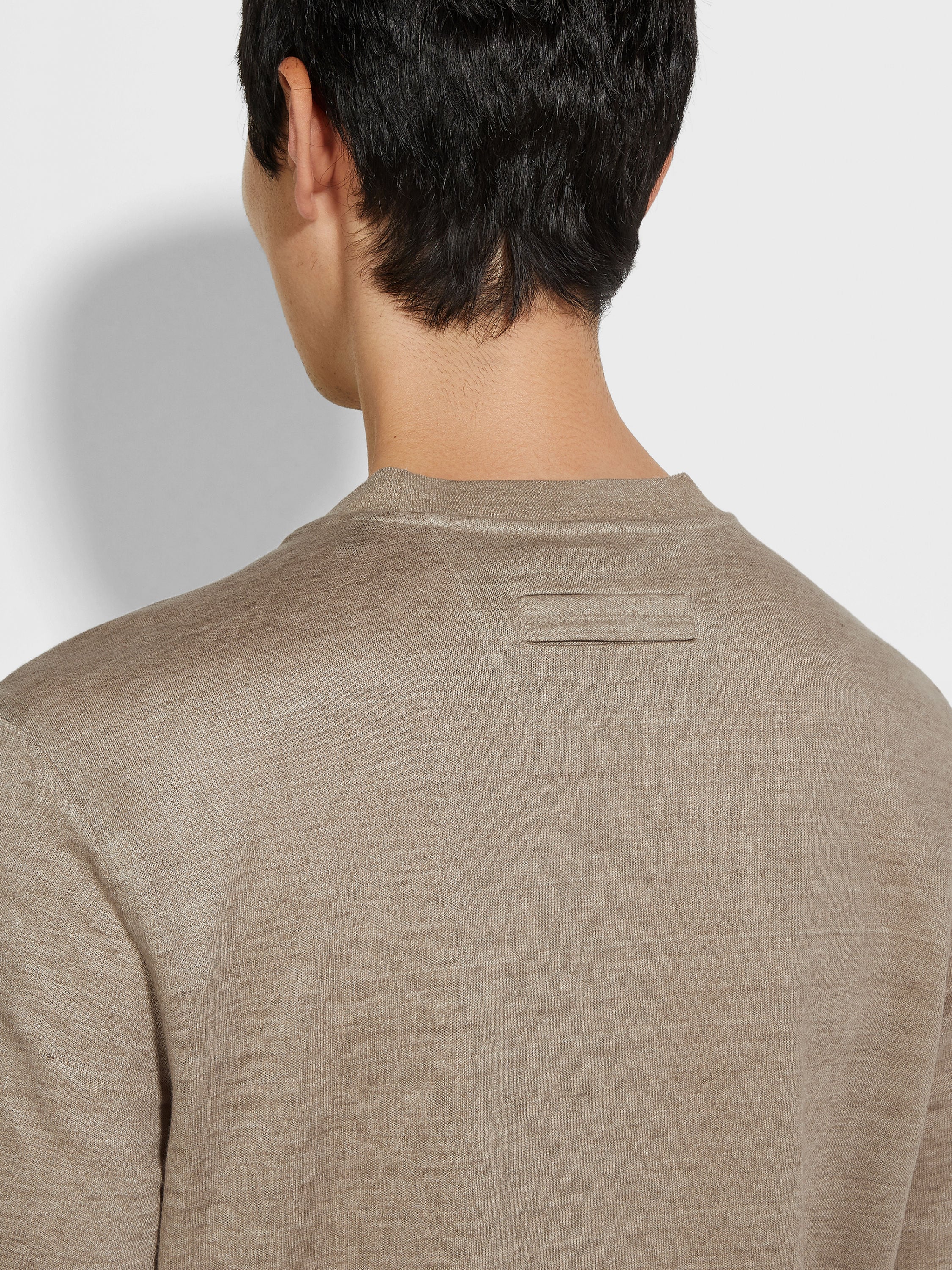 Zegna Light Taupe Oasi Lino T-Shirt