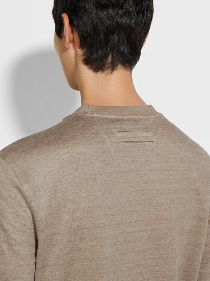 Zegna Light Taupe Oasi Lino T-Shirt
