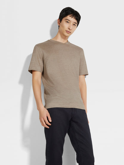 Zegna Light Taupe Oasi Lino T-Shirt