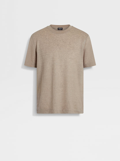 Zegna Light Taupe Oasi Lino T-Shirt