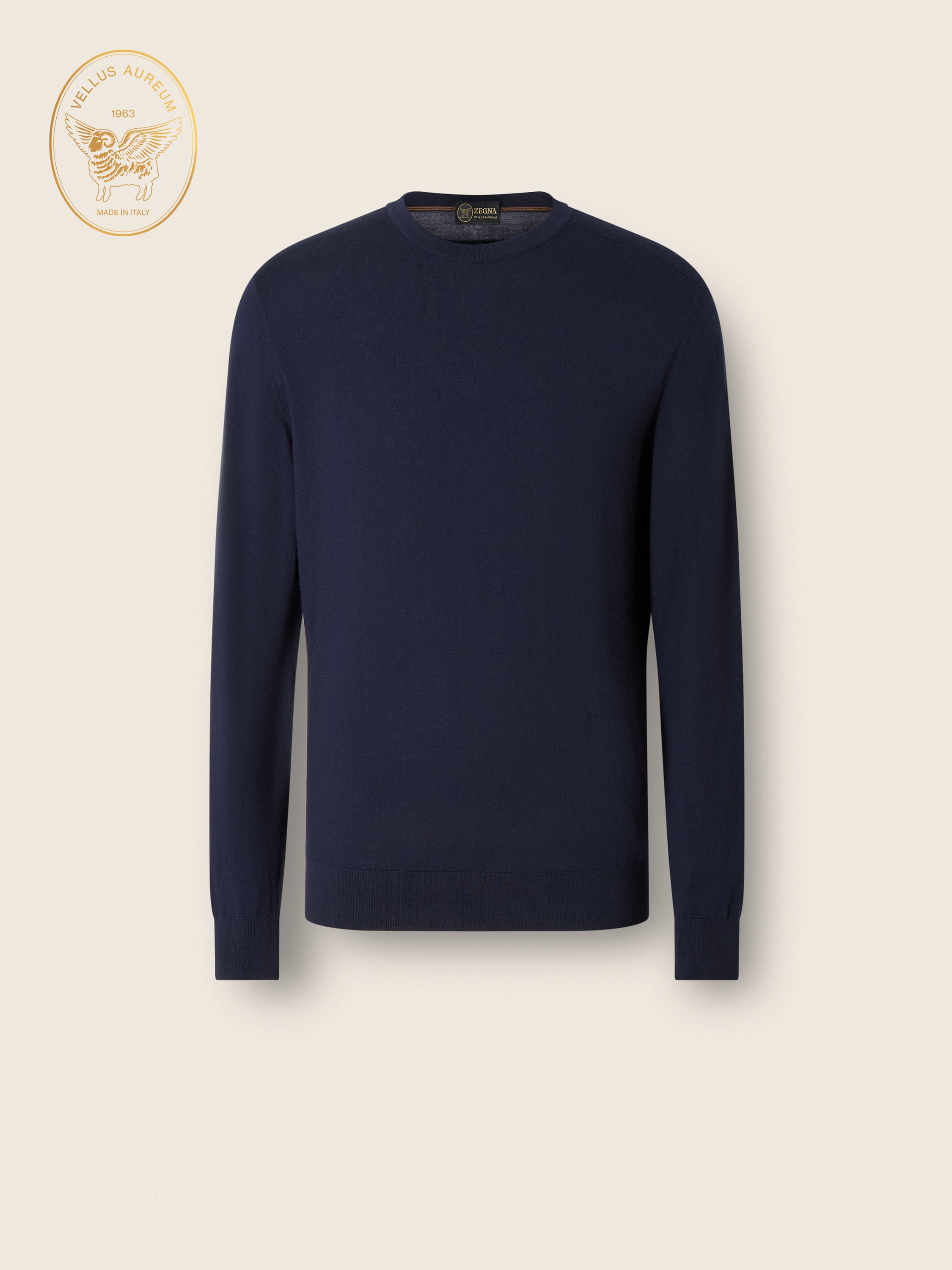 Zegna Navy Blue Vellus Aureum Crewneck