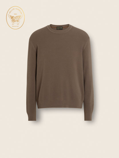 Zegna Dark Taupe Vellus Aureum Crewneck