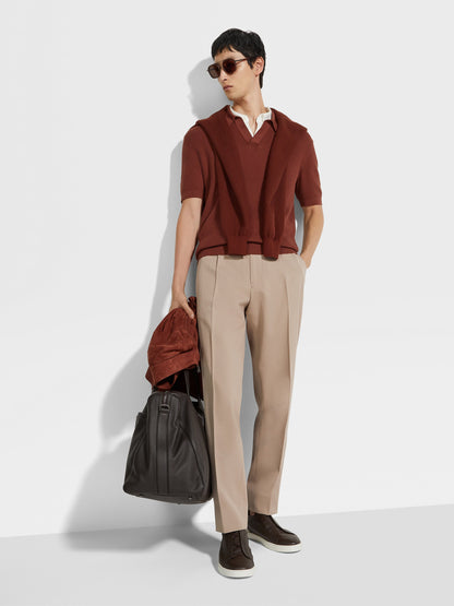 Zegna Light Taupe Cotton And Wool Pants