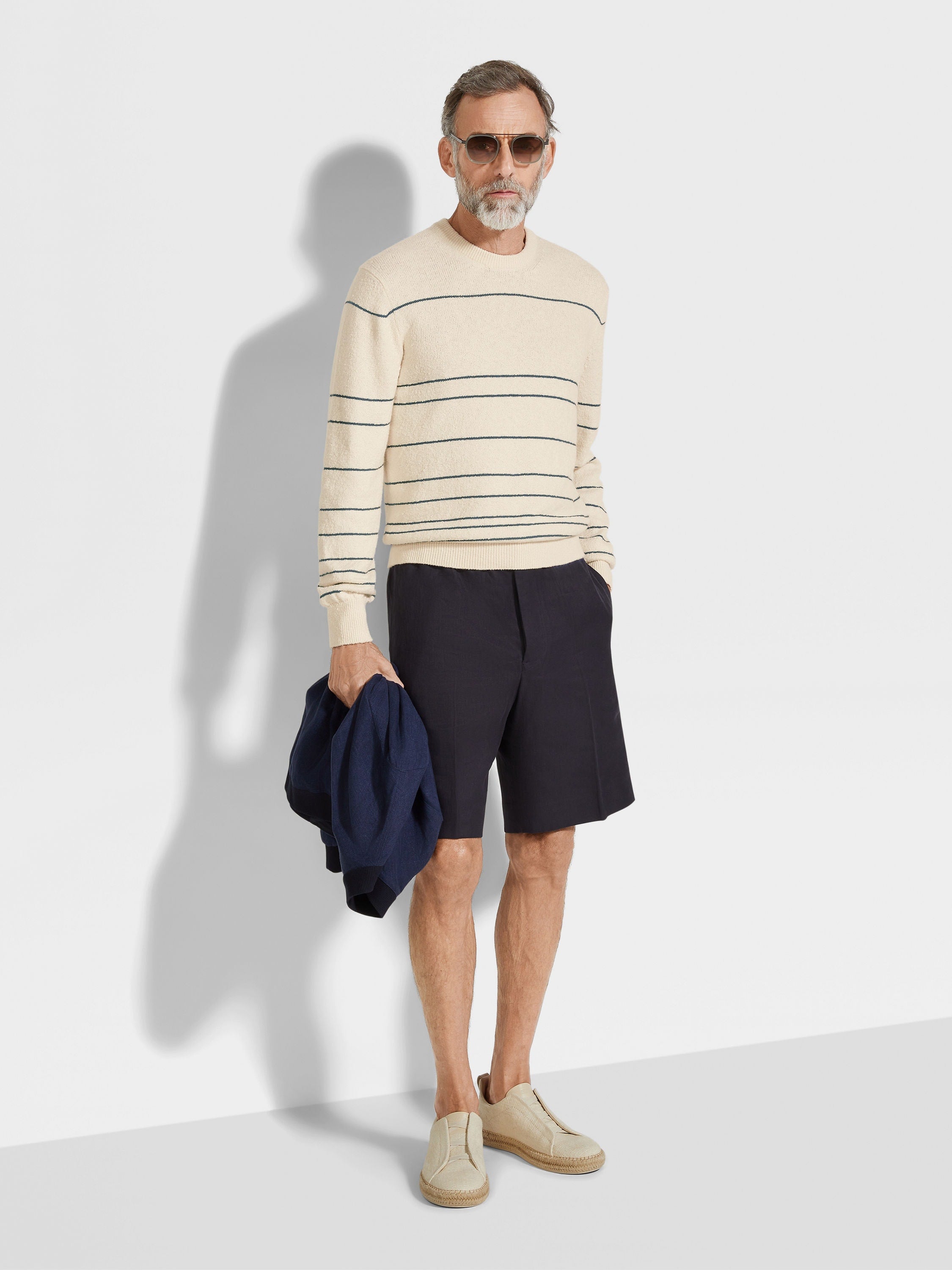 Zegna Navy Blue Oasi Lino Shorts
