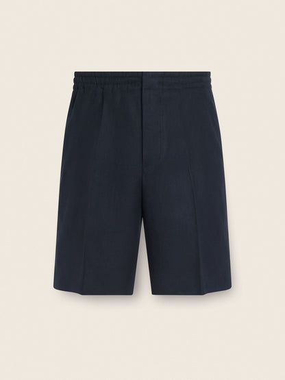 Zegna Navy Blue Oasi Lino Shorts