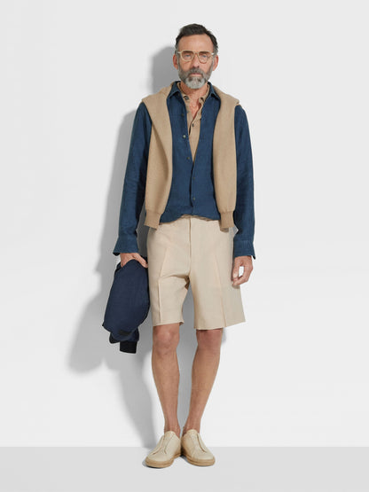 Zegna Light Taupe Oasi Lino Shorts