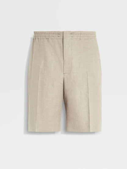 Zegna Light Taupe Oasi Lino Shorts