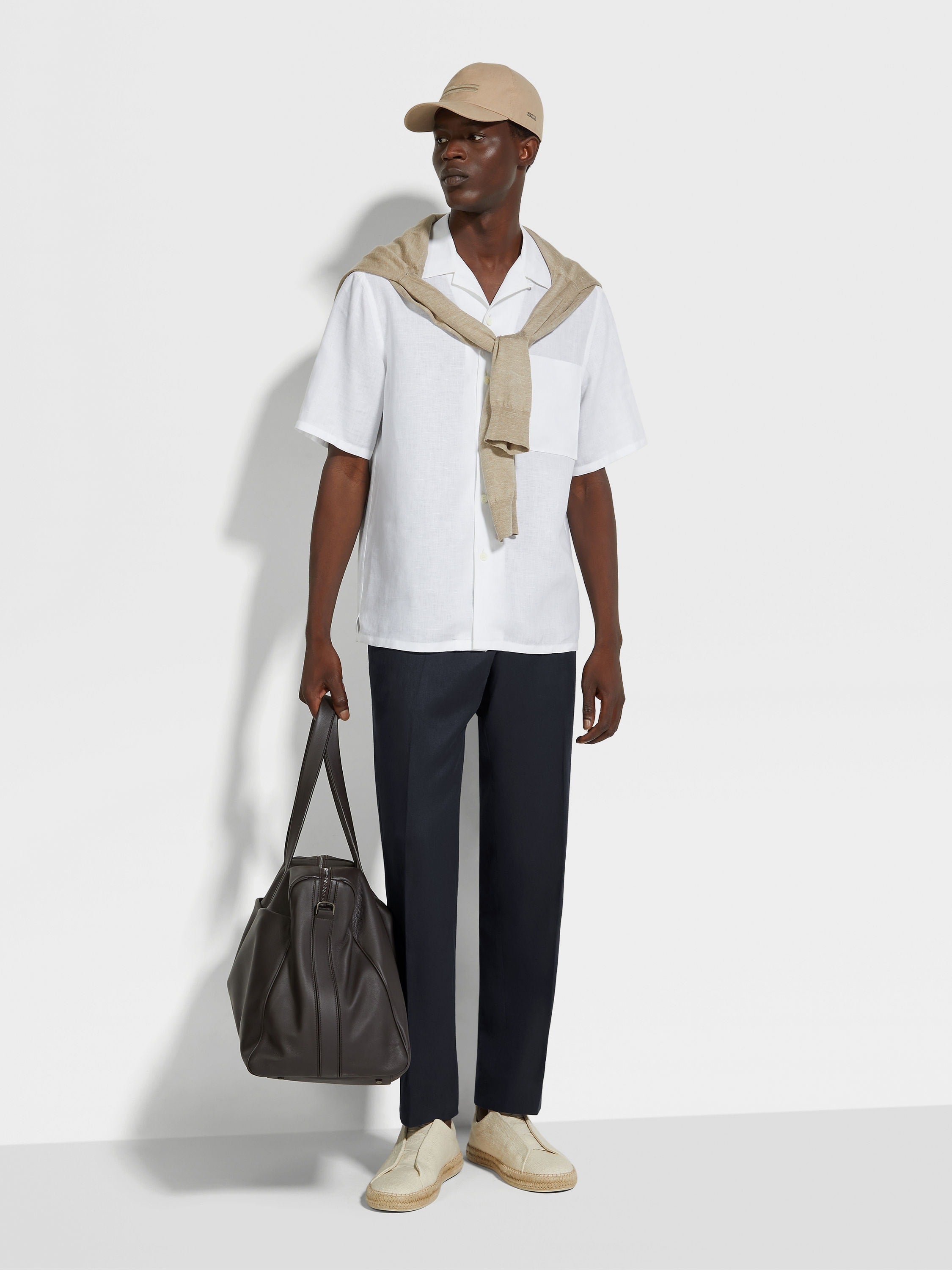Zegna Navy Blue Oasi Lino Pants