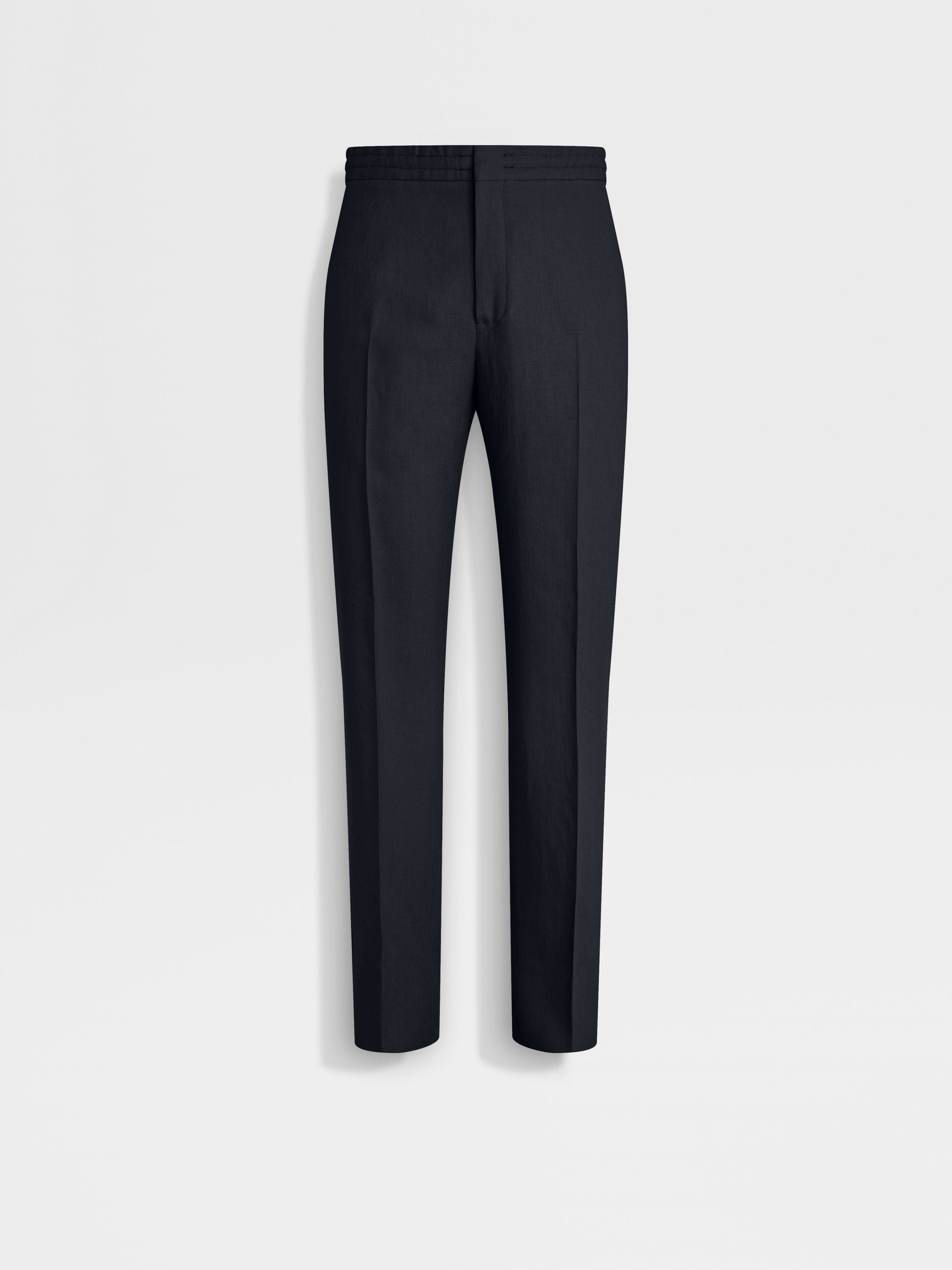 Zegna Navy Blue Oasi Lino Pants