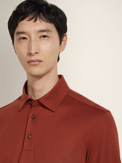Zegna Brick Red Vellus Aureum Polo Shirt