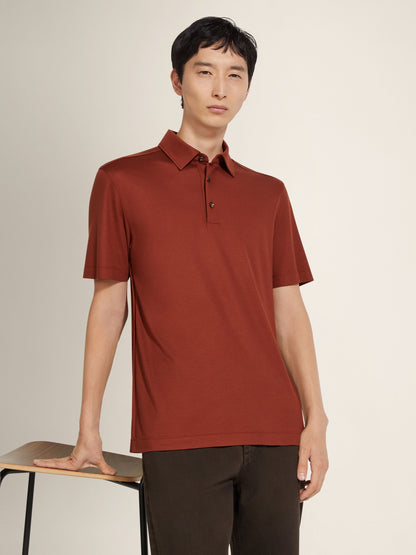 Zegna Brick Red Vellus Aureum Polo Shirt