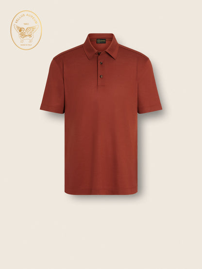 Zegna Brick Red Vellus Aureum Polo Shirt