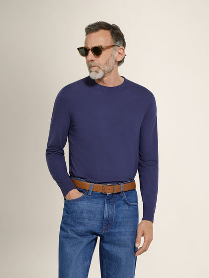 Zegna Ink Blue Vellus Aureum Crewneck