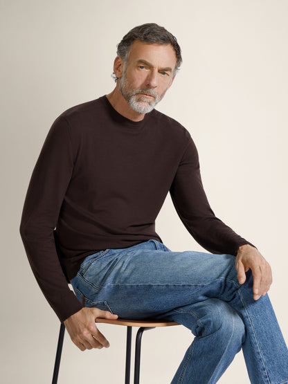 Zegna Dark Brown Vellus Aureum Crewneck