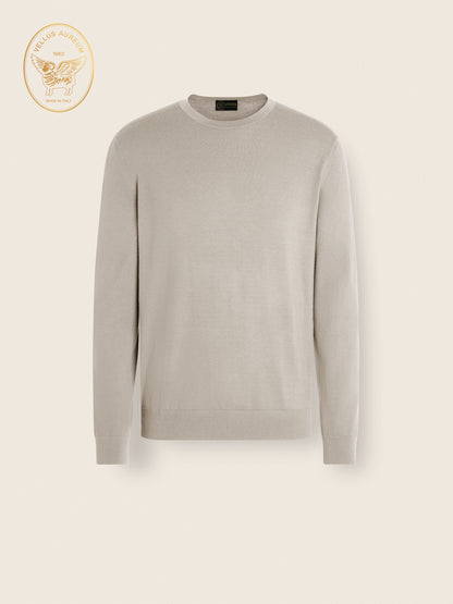 Zegna Light Taupe Vellus Aureum Crewneck