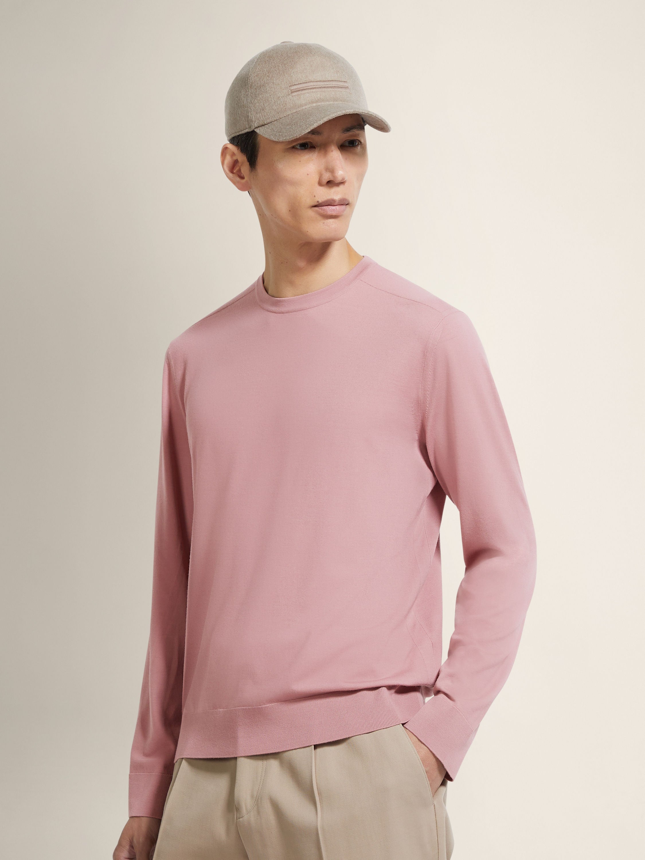 Zegna Light Pink Vellus Aureum Crewneck