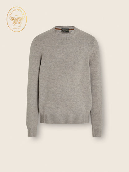 Zegna Light Taupe Mlange Vellus Aureum Crewneck