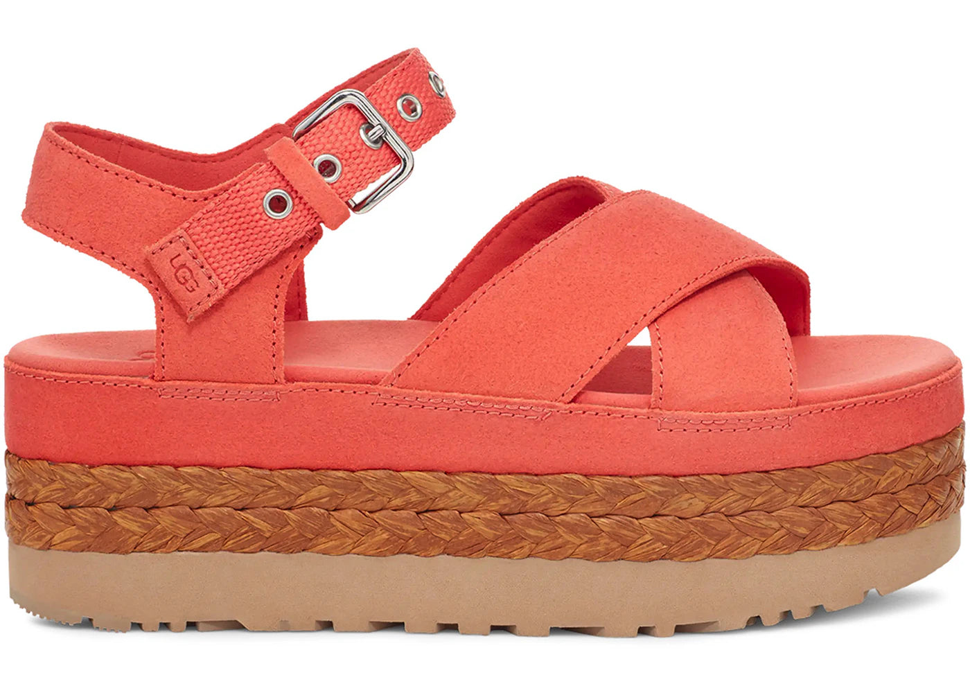 ugg aubrey ankle sandal vibrant coral (women's)
