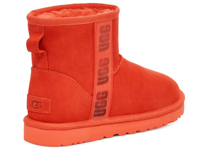 ugg classic mini ii boot side logo hazard orange (women's)
