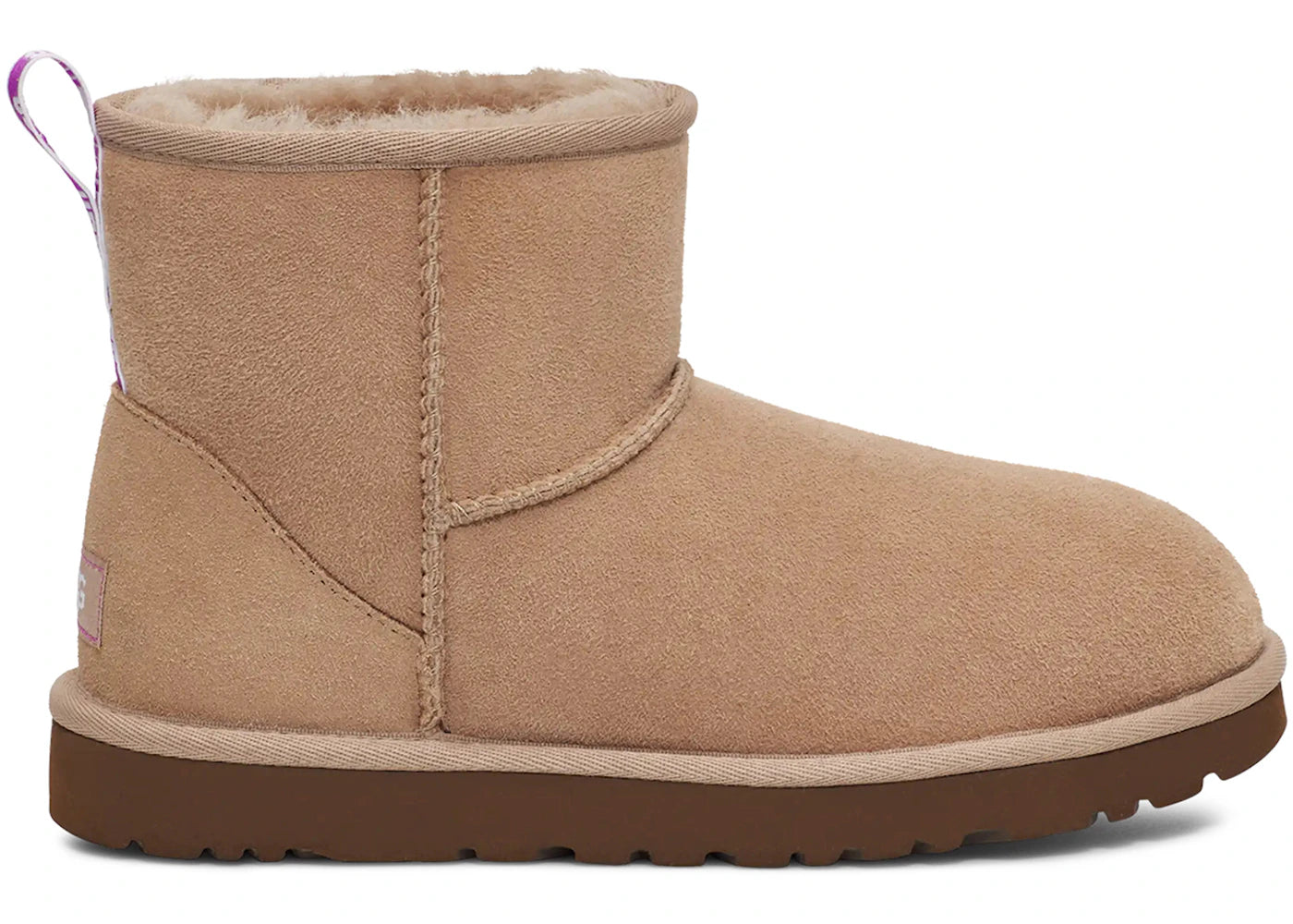 ugg classic mini ii graphic logo boot beige pink (women's)