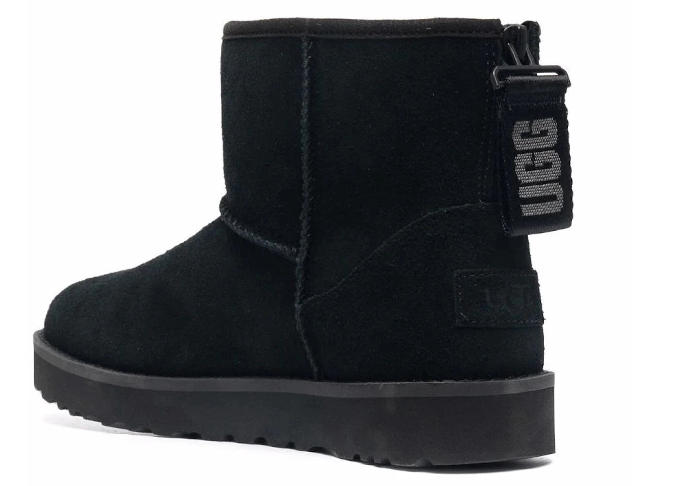 ugg classic mini logo zip boot black (women's)