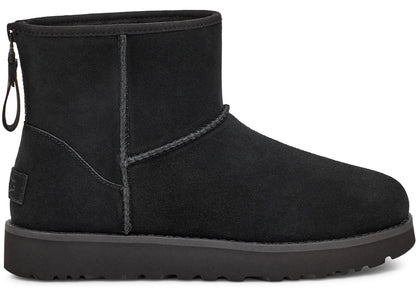 ugg classic mini logo zip boot black (women's)