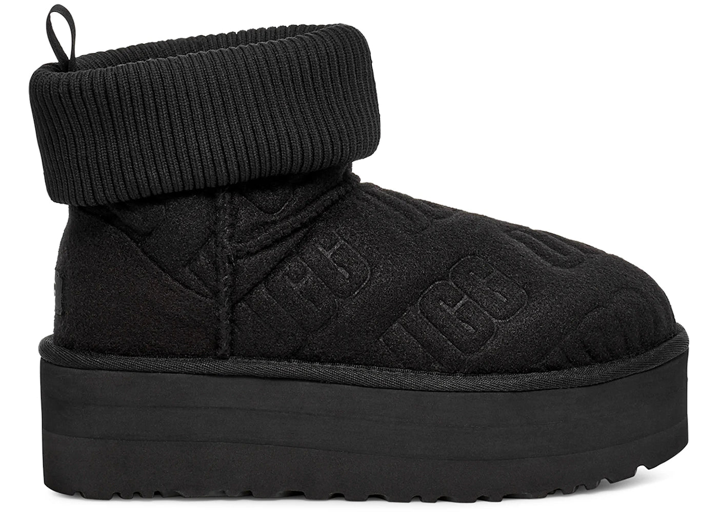ugg classic mini platform felted boot black (women's)