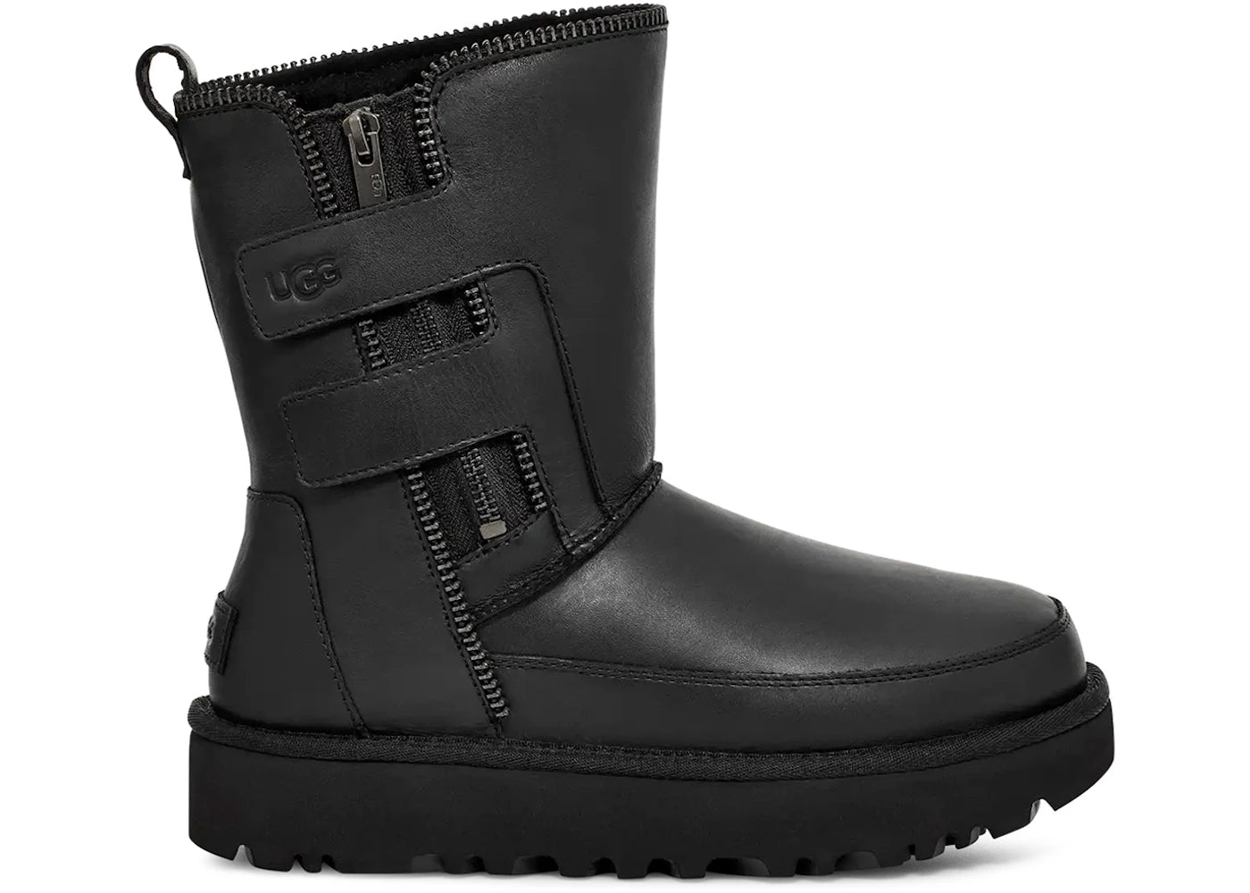 ugg classic short moto boot black (women's)