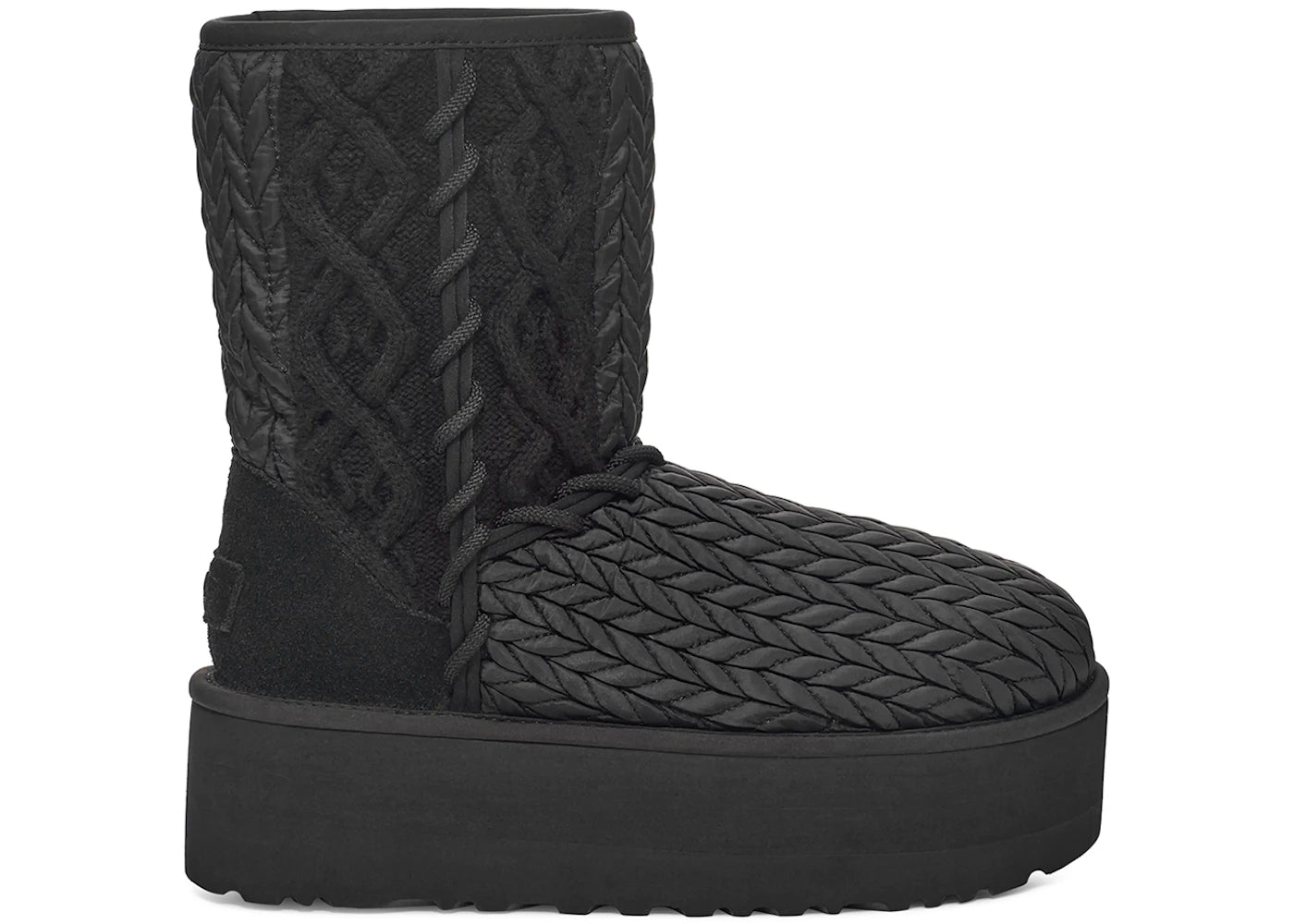 ugg classic short villa knit boot black (women's)