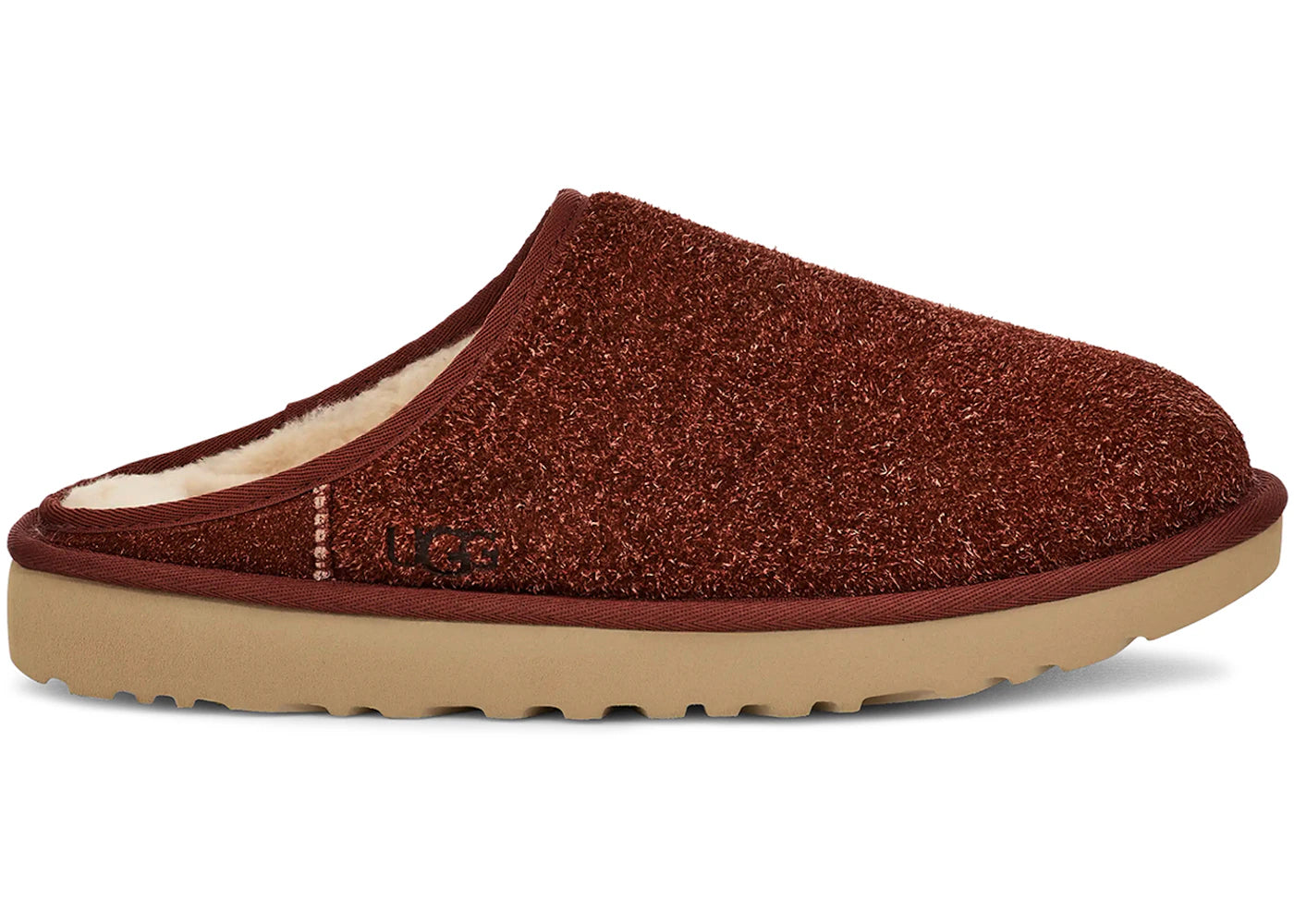 ugg classic slip-on shaggy suede slipper red jasper