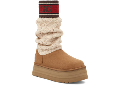 ugg classic sweater letter boot chestnut (women's)